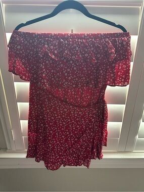 Vici Red Floral Ruffle Mini Dress